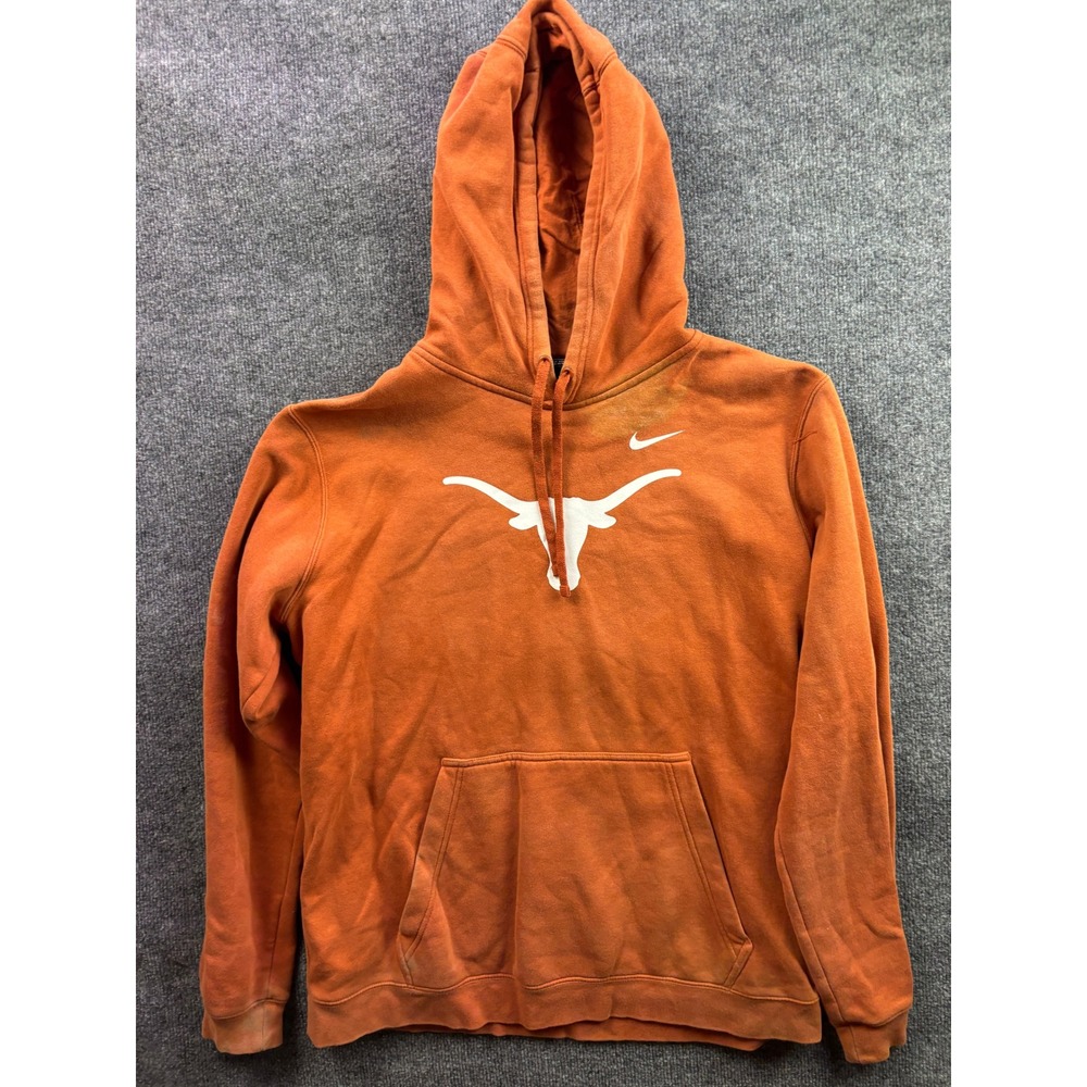 Nike Hoodie Mens Large Orange Texas Longhorns NCAA Pullover Fleece Sweatshirt